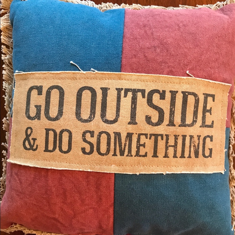 Feedsack Pillow - Go Outside and Do Something